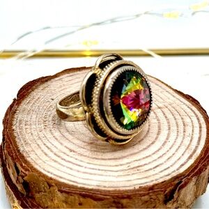 Vintage Whiting & Davis Rainbow Statement Ring